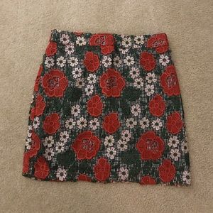 TOPSHOP Floral Gingham Skirt